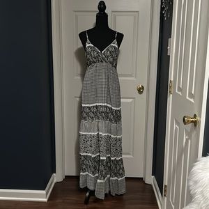 Pink Apple Black and White Maxi Sundress